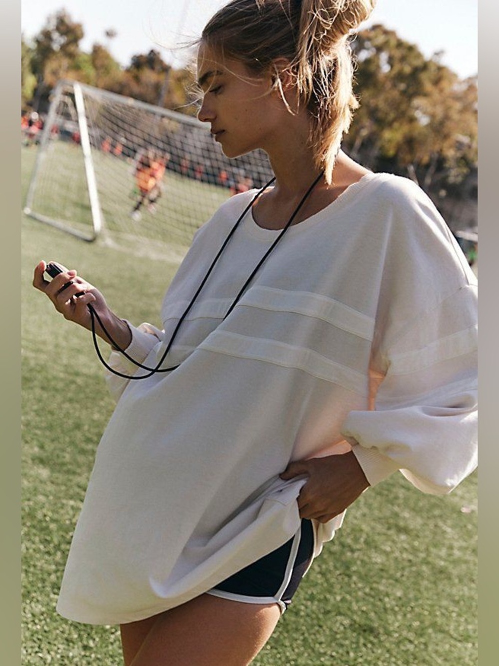 FP Movement By Free People Post Up Layer Oversized Sweatshirt Ivory Combo
